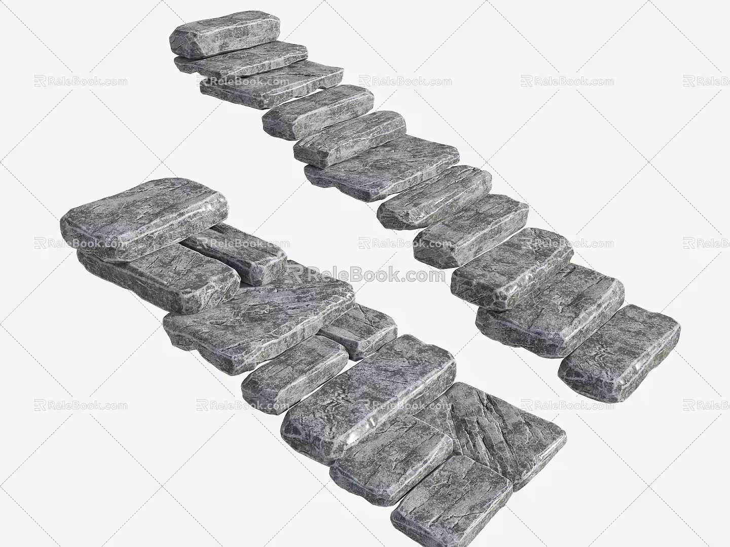 Green Slab Steps Park Steps Old Slab Steps Country Stone Steps Natural Slab Steps New Chinese Landscape Setstone Steps Stone Path 3d model
