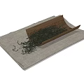 Loose Green Tea Leaves In Wooden Container On Linen Cloth Mat