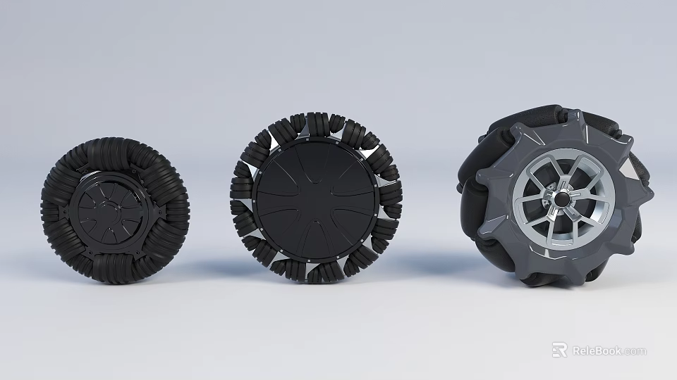 Different Types of Electronic Appliance Wheels with Robotic Design and Mechanical Components 3d model 