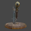 Vintage Crossed Pistols Display On Wooden Base With Metal And Carved Wooden Components