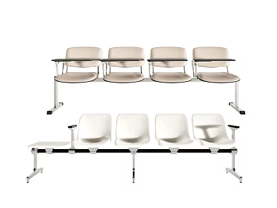 Public Chairs With Connected Design Metal Frame And Plastic Seats For Waiting Areas 3d model