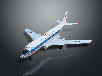 Detailed Passenger Aircraft Model With White Body Blue Red Stripes And Red Tail Fin 3d model