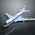 Detailed Passenger Aircraft Model With White Body Blue Red Stripes And Red Tail Fin