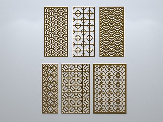 Chinese-style window grilles silhouette pane window sill border openwork window 3d model