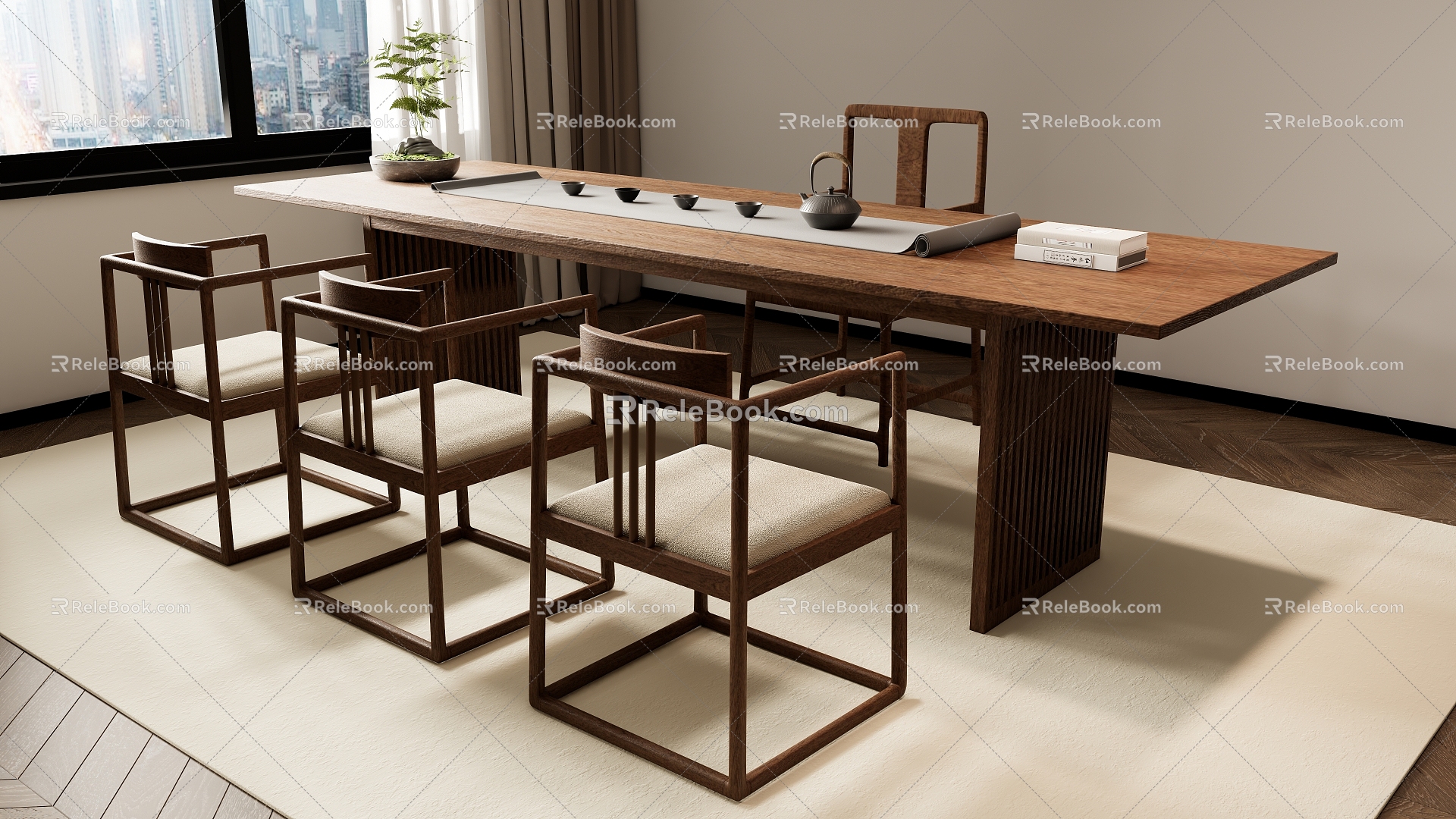 New Chinese Tea Table and Chair Combination Tea Table Tea Table 3d model