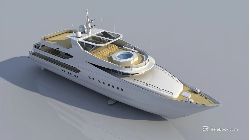 Modern Luxury White Yacht With Multi Level Decks And Pool 3d model 
