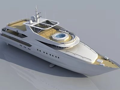 Modern Luxury White Yacht With Multi Level Decks And Pool 3d model