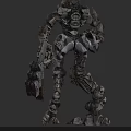 Mechanical Robot Character With Sci Fi Armor And Weapon Design Details