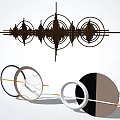 Modern Abstract Wall Decor With Circular Lines And Marble Texture Elements 3d model