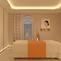 Luxurious SPA Sauna Interior Design With Massage Table Comfortable Seats And Soft Lighting 3d model