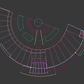Modern Curved Office Building With Glass Facade And Circular Entrance Structure