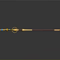 Enchanted Yellow Magic Staff With Brown Handle And Blue Star Decorations