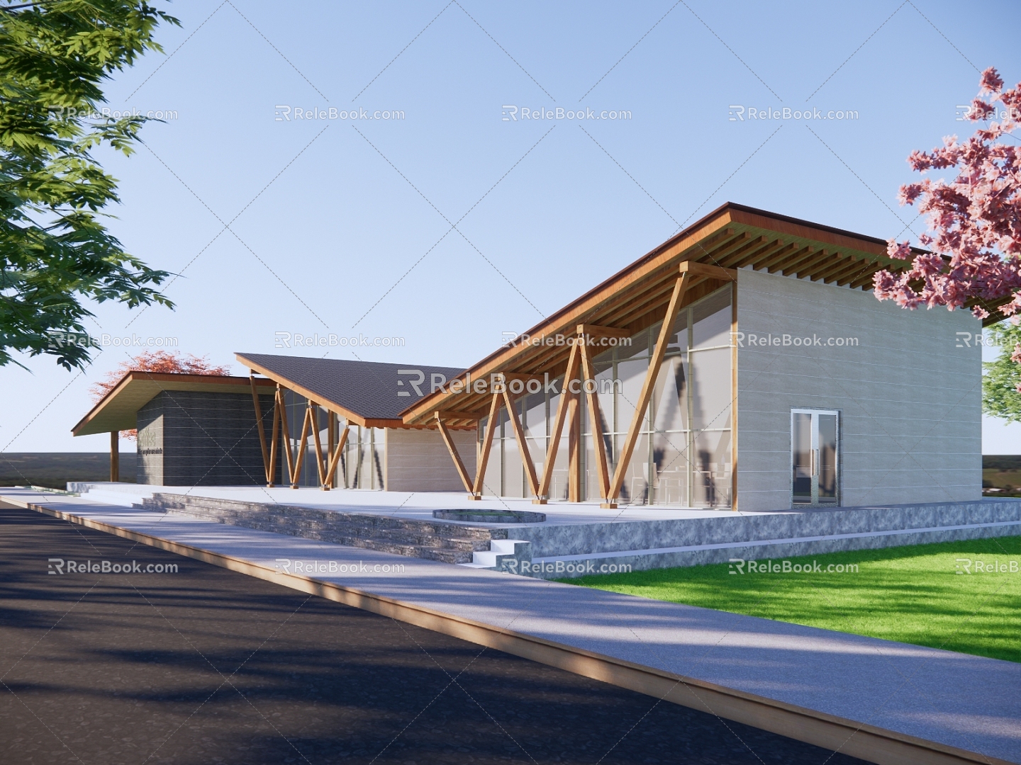 Modern Station Outdoor Landscape Landscape Small Building Station 3d model