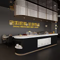 Elegant Modern Restaurant Interior With Pendant Lights Bar Counter And Dining Tables