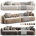 Modern Two Seater Sofa Upholstered With Soft Pillows And Throw Blanket In Various Neutral Colors