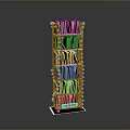 Multi Tiered Modern Bookshelf Featuring Colorful Books Metal Frame And Reflective Base
