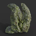 Rough Moss Covered Natural Rock Formation With Green Moss And Textured Surface