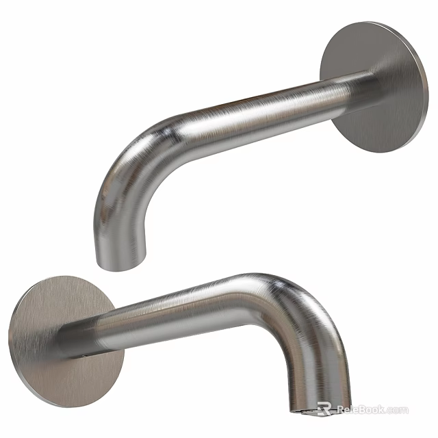 Stainless Steel Modern Faucet with Curved Handle and Polished Surface for Kitchen Use 3d model 