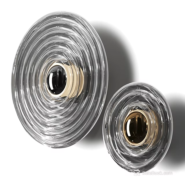 Modern Glass Wall Lamp With Spiral Design And Golden Metal Base 3d model 