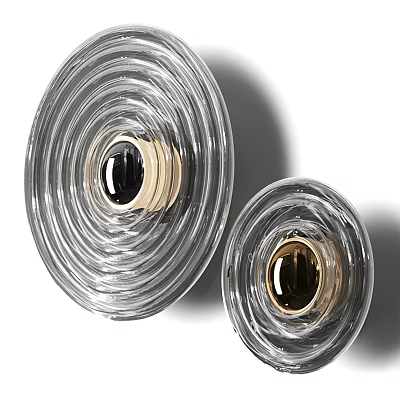 Modern Glass Wall Lamp With Spiral Design And Golden Metal Base 3d model