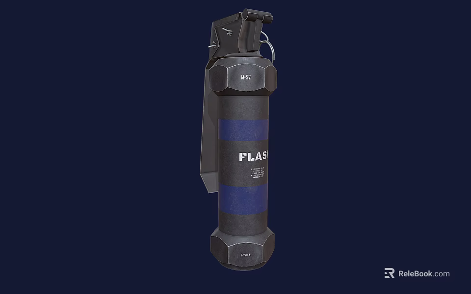 Flash Grenade Tactical Military Weapon With Black And Blue Striped Design 3d model 