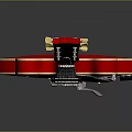 Red Electric Guitar With Glossy Body Neck And Strings On Gray Background