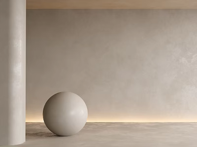 Light Colored Wall Background With White Sphere And Cylindrical Column In Minimalist Space 3d model