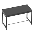 Modern Black Dining Table With Sleek Metal Frame And Storage Drawers