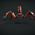 Mechanical Reptile Robot With Red Metallic Legs And Spider Inspired Sci Fi Design 3d model