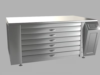 Stainless Steel Industrial Equipment Cabinet with Multiple Drawers and Control Panel for Workshop Use 3d model