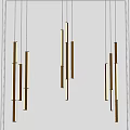 Modern Linear Pendant Lights With Metallic Design Hanging In Contemporary Interior Space
