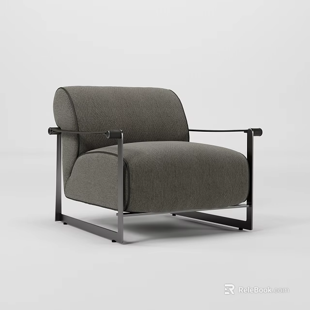 Modern Gray Fabric Lounge Chair With Stylish Metal Frame And Comfortable Design 3d model 