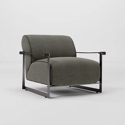 Modern Gray Fabric Lounge Chair With Stylish Metal Frame And Comfortable Design 3d model