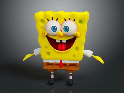 SpongeBob SquarePants Yellow Square Character With Big Eyes Red Tie White Shirt And Happy Smile 3d model