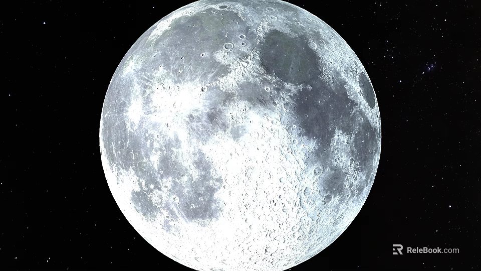 Aerial Planning of Lunar Surface with Craters and Dark Mare Regions 3d model 