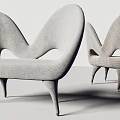 Modern Unique Curved Sofa with Ergonomic Shape and Hollow Details in Textured Fabric