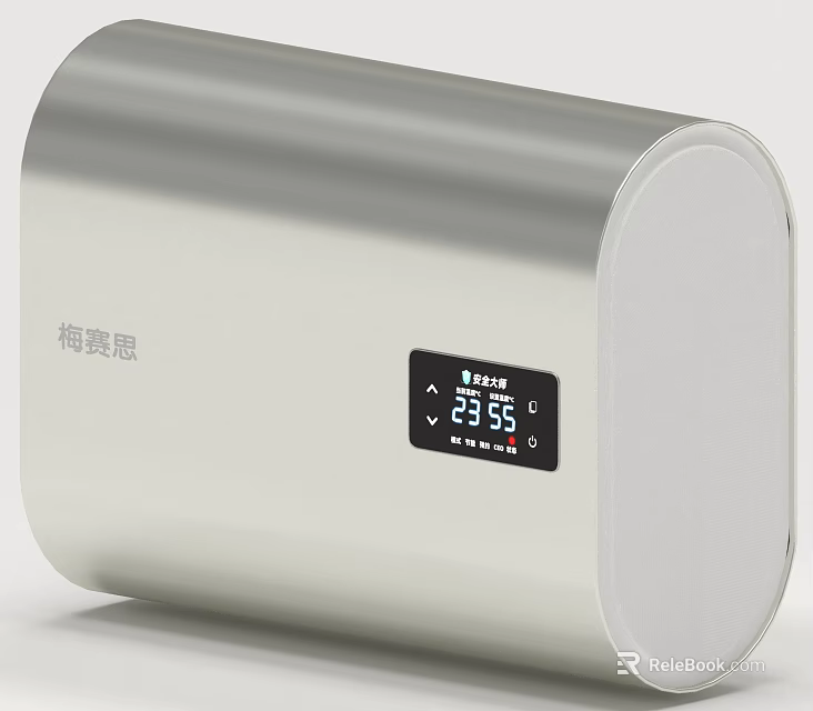 Modern Electric Water Heater With Digital Display Temperature Control And Sleek Stainless Steel Body 3d model 