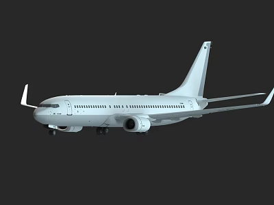 White Passenger Plane Exterior With Extended Wings Engines And Landing Gear 3d model