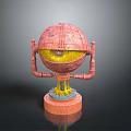 Industrial Mechanical Spherical Structure With Red Pipes Yellow Section And Orange Base