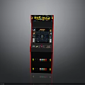 Vintage PAC-MAN Arcade Machine With Bright Screen Control Panel And Colorful Artwork