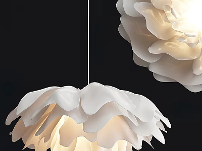 Elegant White Petal Shaped Modern Chandelier With Soft Lighting For Interior Design 3d model