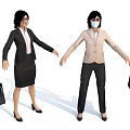 Two Women in Professional Business Attire with Handbags and High Heels