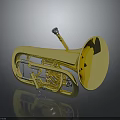 Golden Shiny Tuba With Brass Construction Bell And Valves On Reflective Surface