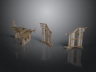 Golden Traditional Architectural Models With Intricate Frames And Door Details 3d model