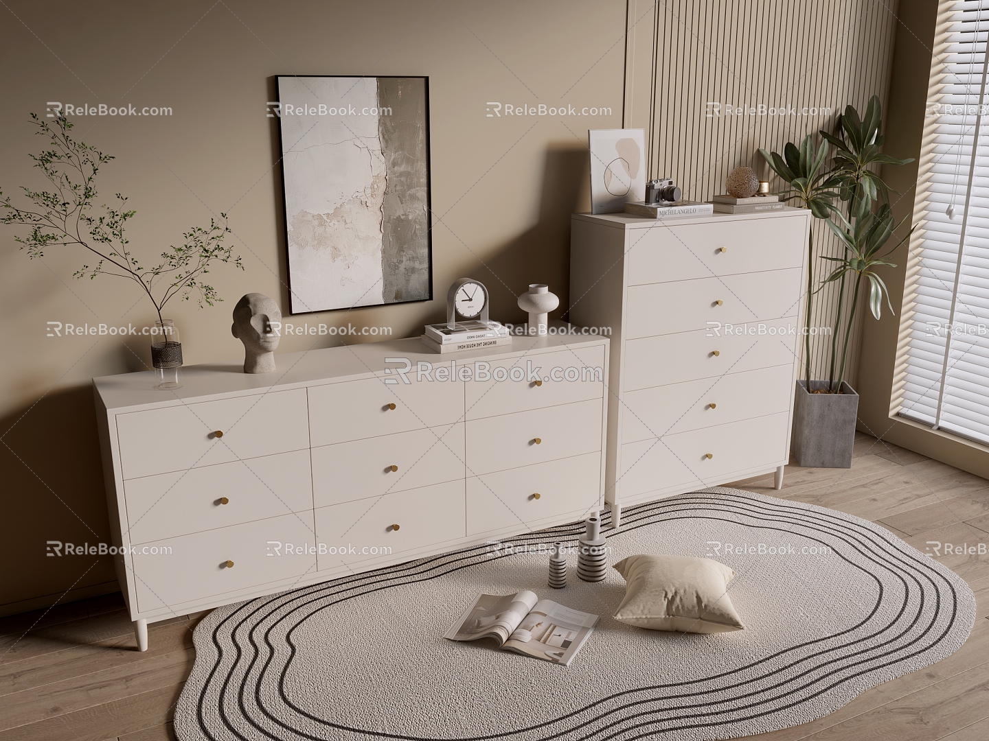 Modern Cream Style Cabinet Whole Cabinet Sideboard Cabinet Balcony Cabinet Storage Cabinet Entrance Cabinet 3d model