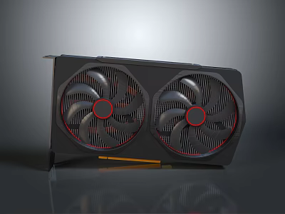 High Performance Electronic Graphics Card With Dual Fans Black Design And Red Accents 3d model