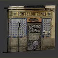 Old Style Building Facade With Colorful Tiles And Green Graffiti Art