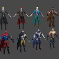 Diverse Animated Character Models In Various Outfits And Colorful Costumes