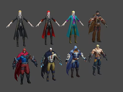 Diverse Animated Character Models In Various Outfits And Colorful Costumes 3d model