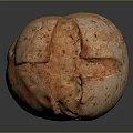 Artisan Bread With Crusty Surface And Flour Dusting On Dark Background